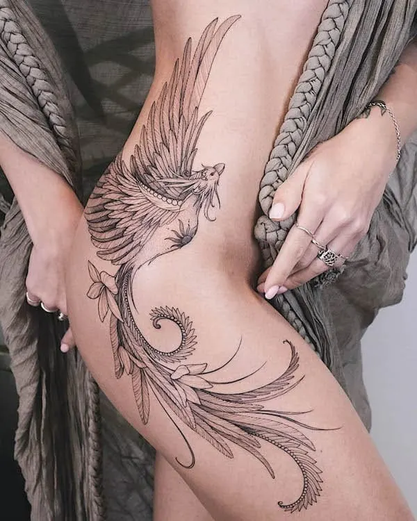 Full side phoenix tattoo by @aestet.ink_