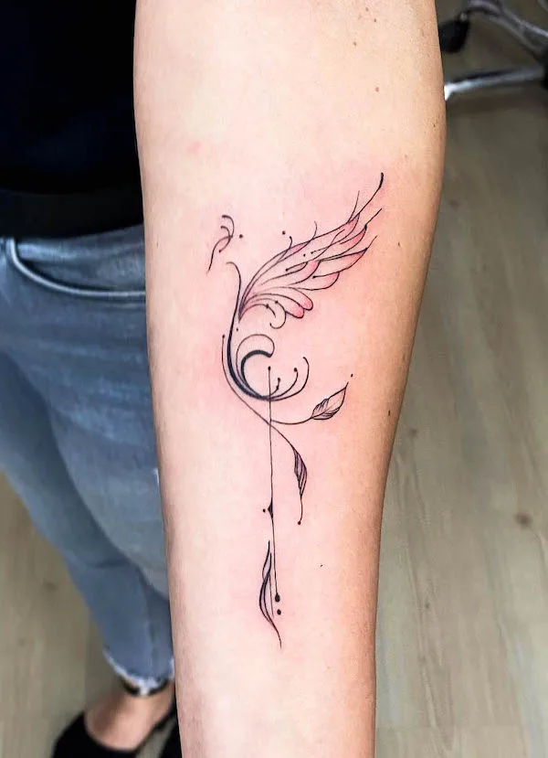 Simple abstract phoenix by @ahmetgulsentattoo