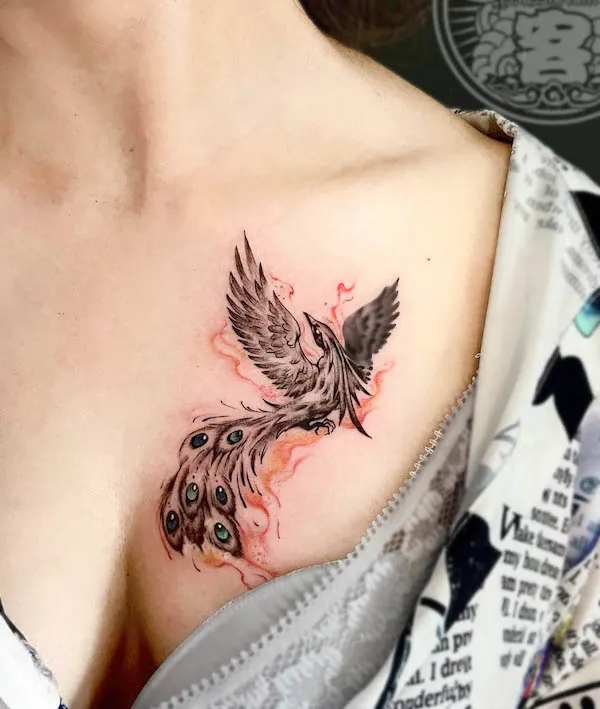 Phoenix rising from fire by @phoenix tattoos by @justin.llllll