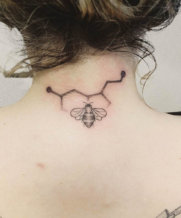 Heart shaped honeycomb and bee tattoo  Tattoogridnet