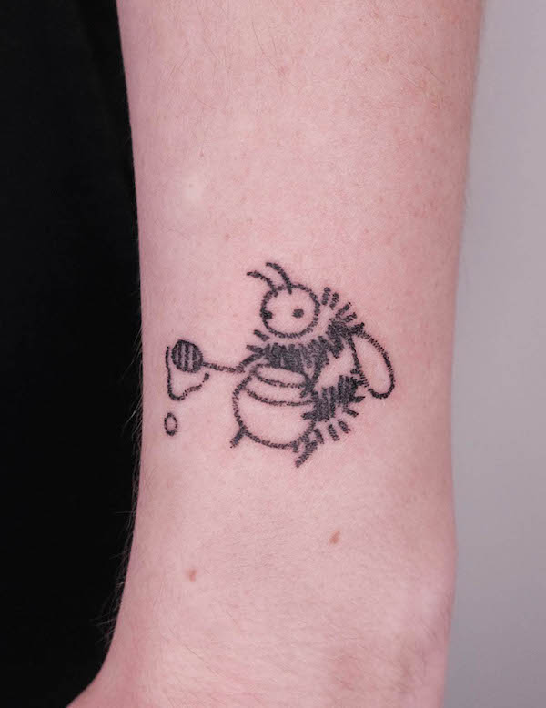 Bee and the honey pot tattoo by @tinybaki