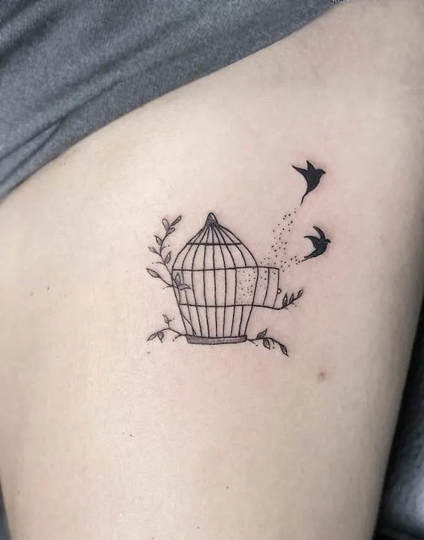 Escaped caged birds by @jayzinktattoo