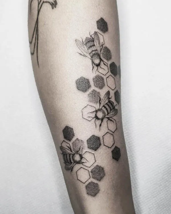 Bee and Honeycombs tattoo by Mr K Tattoo  Post 17722