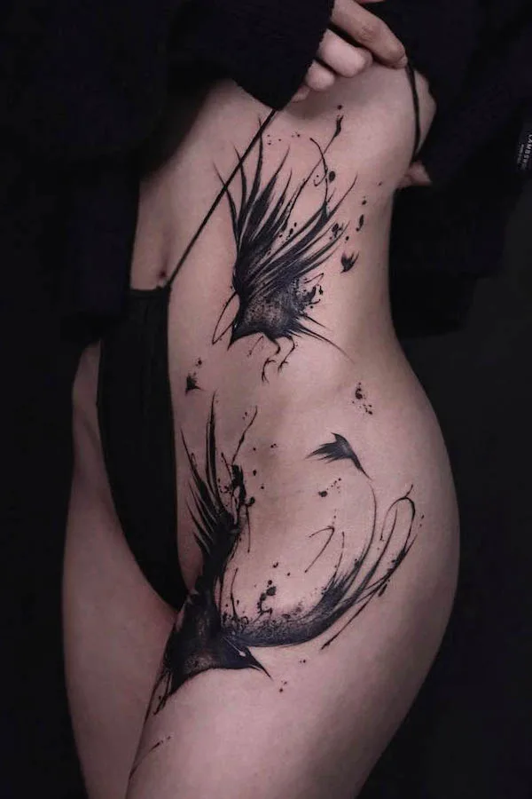 Crow side tattoo by @bgxgrim