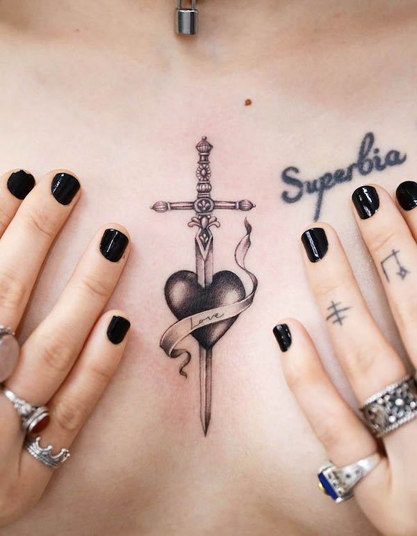 Sternum tattoo 7  Tattoo Amino