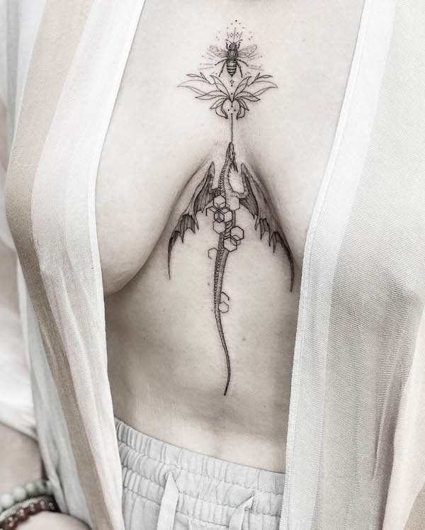 Dragon sternum tattoo for a beautiful person  artistsoftiktok tat   TikTok