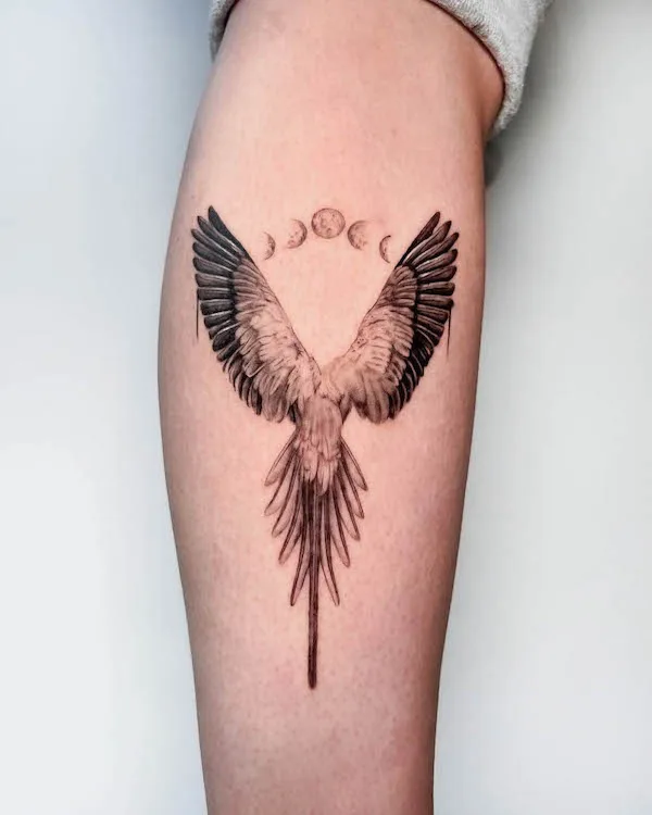 Eagle and moon phase tattoo by @the.xx_.ttt_