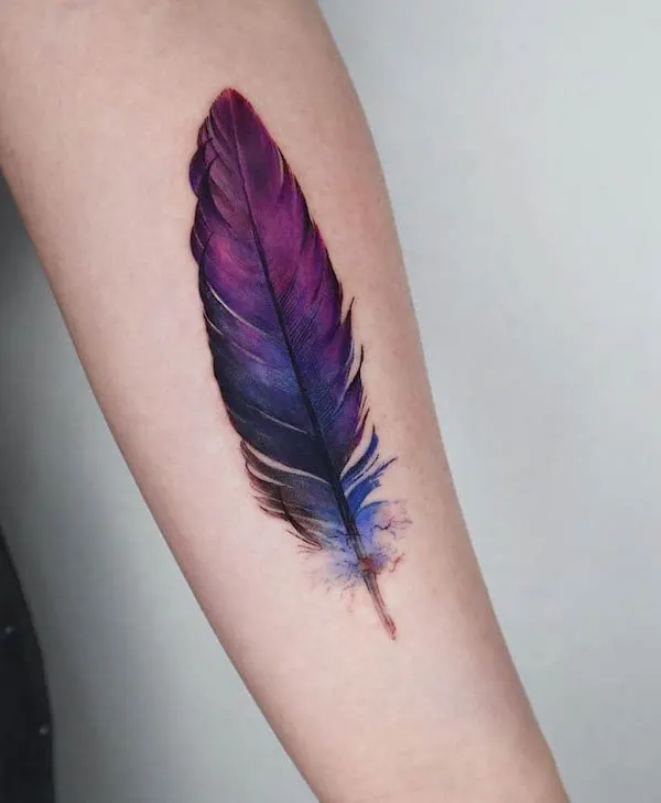 Magic feather tattoo by @tattooist_coldy