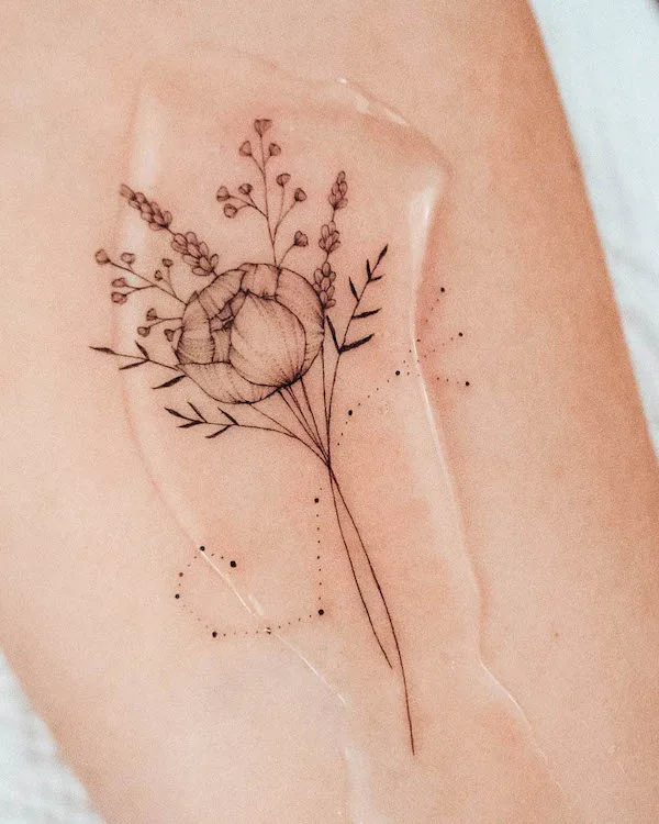 Floral Scorpio tattoo for girls by @bunami.ink