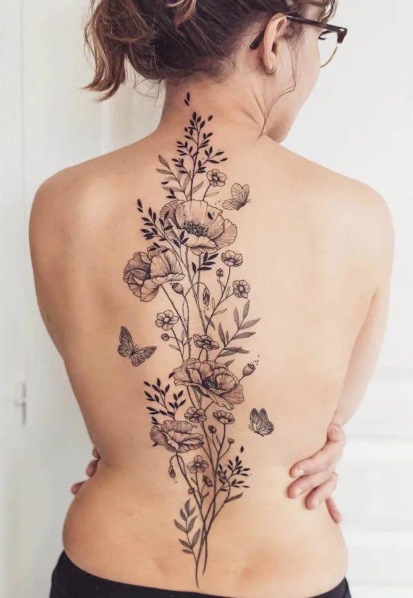 Tattoo uploaded by Tattoodo • Snake and flower tattoo by Zihwa #Zihwa  #ZihwaTattooer #flower #fineline #illustrative #blackwork #snake #reptile  #nature #floral #backtattoo #backpiece #rose • Tattoodo