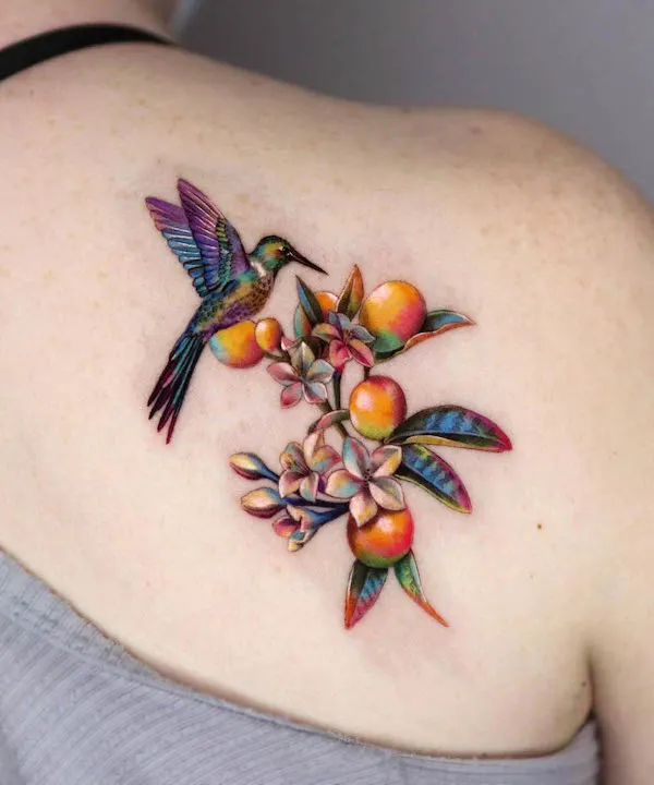 Hummingbirds and kumquat by @non_lee_ink