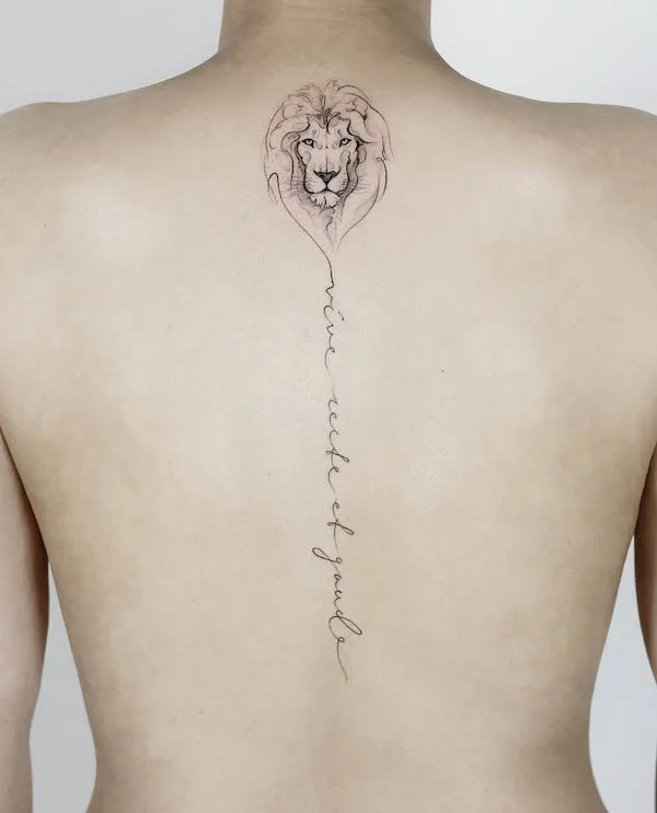 Lion script tattoo by @tattooist_doy