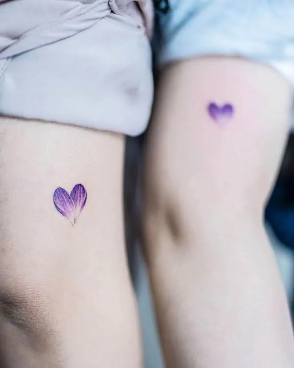 Purple hearts watercolor tattoo by @tattooist_color.b