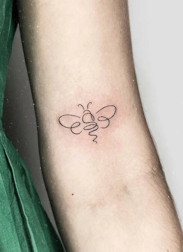 Tattoo uploaded by Lliam Noy  Fine line bee tattoo  Tattoodo