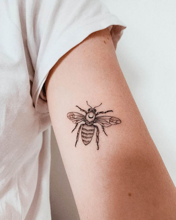 Pretty Bumblebee Calf Tattoo | Best Tattoo Ideas For Men & Women