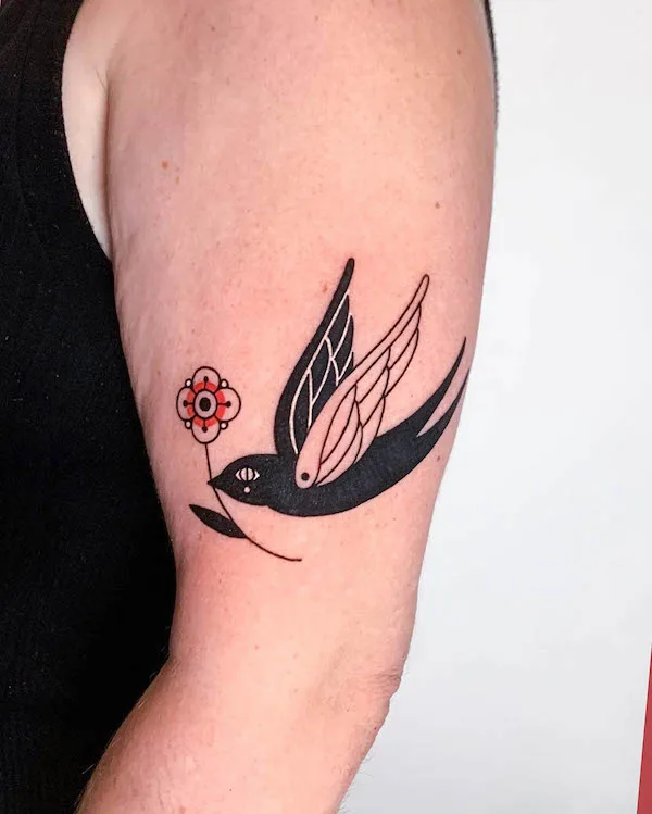 Simple black and white dove tattoo by @aluna.tattoo
