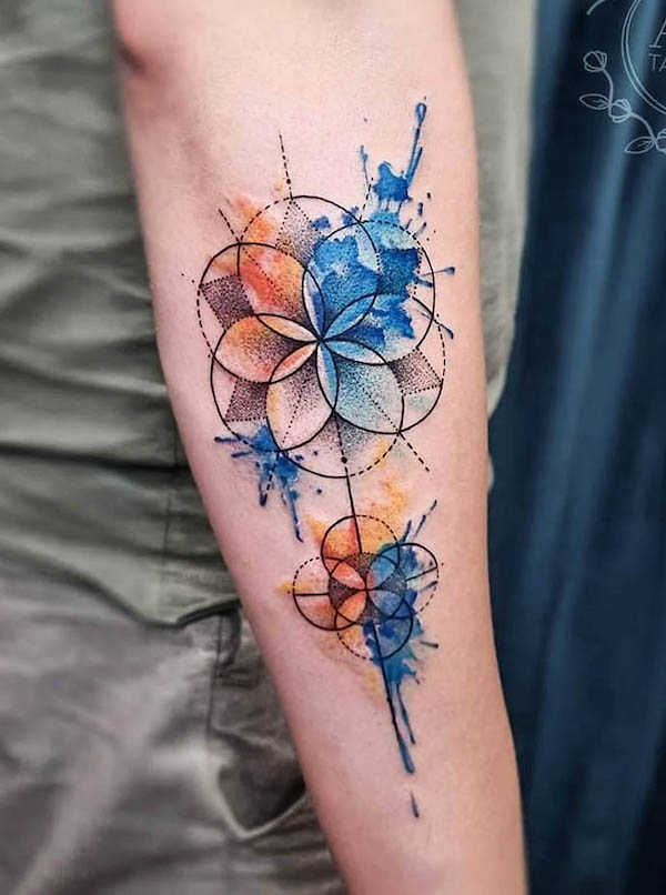 Color Watercolor Geometric tattoo by Orlando Tattoo Artist  Marlo  Salvatierra