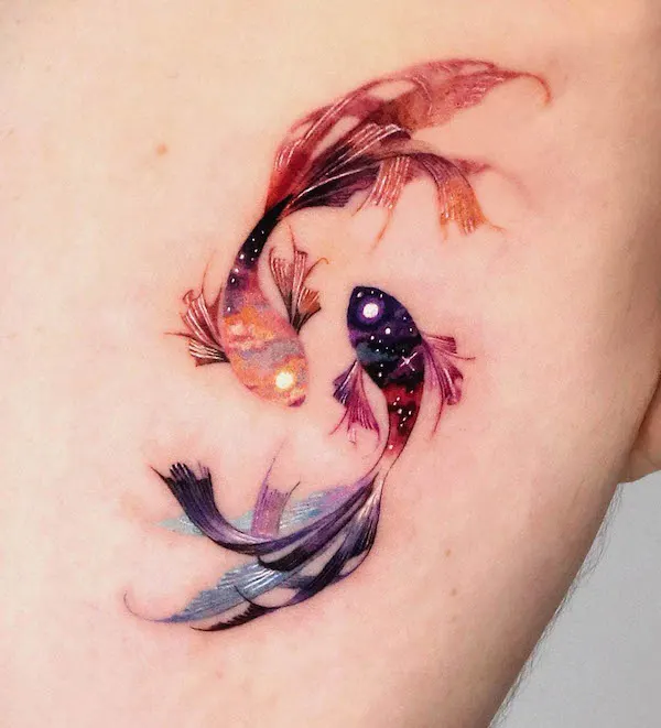 Watercolor Pisces tattoo by @tattooist_sigak
