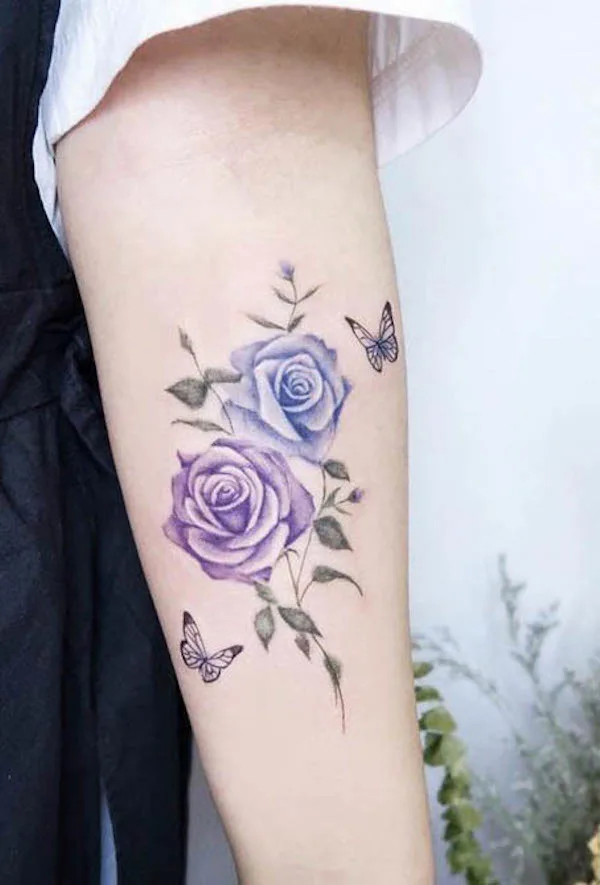 cool watercolor rose tattoo  tattoo artist Ewa Sroka   Blue rose  tattoos Watercolor rose tattoos Colorful rose tattoos