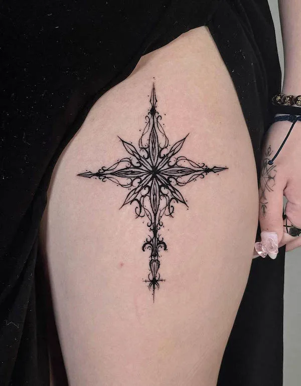 41 Stylish Compass Tattoos For Leg  Tattoo Designs  TattoosBagcom