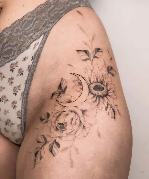 Floral hipthigh piece from yesterday so much fun xkathaleana tatt   TikTok