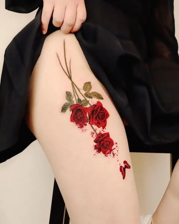 23 Best Rose Thigh Tattoo Ideas for Women  StayGlam