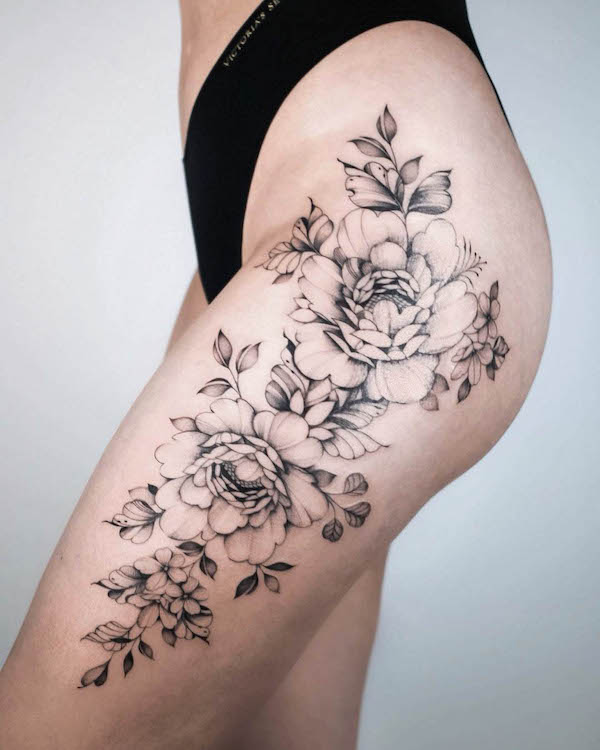 Top 82 flower thigh tattoo latest  thtantai2