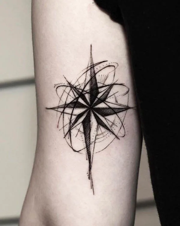 Abstract compass tattoo by @ll3.tattoo