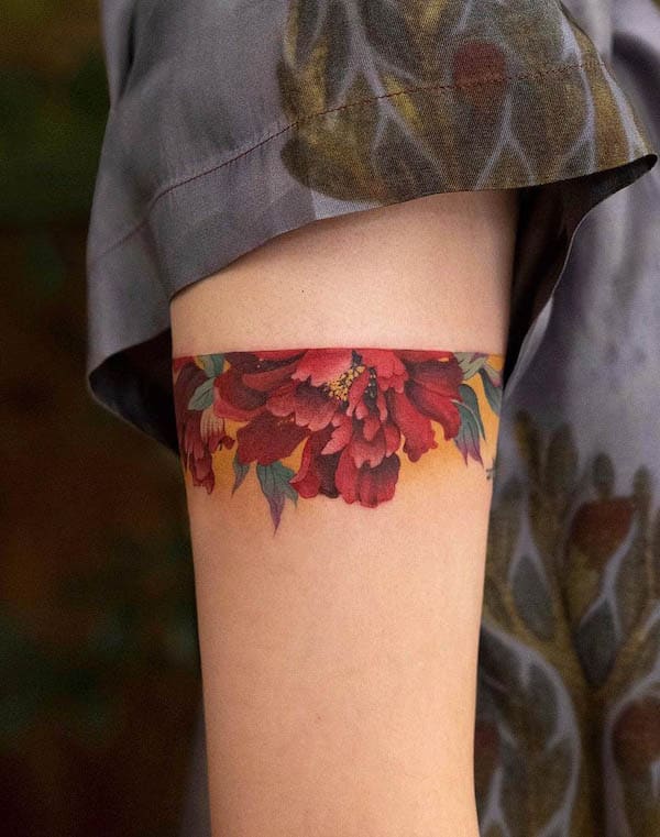 Floral armband tattoo