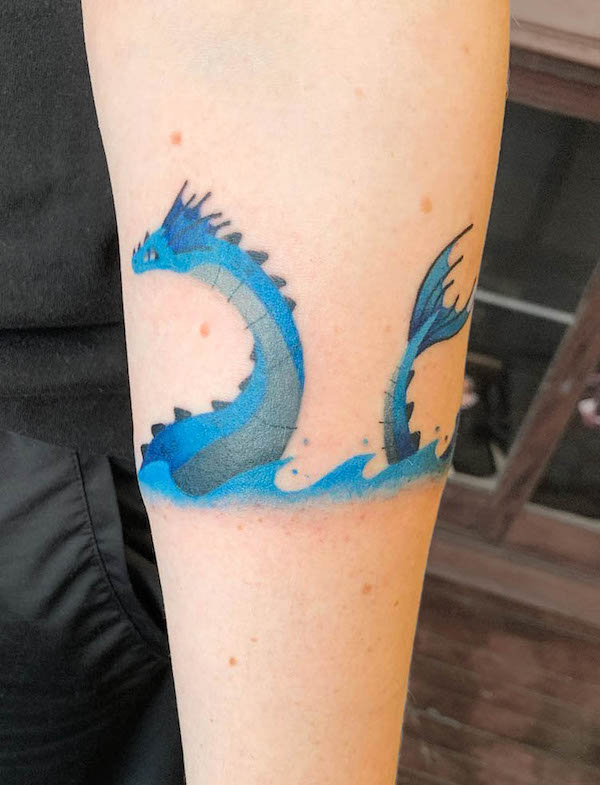 Blue dragon armband tattoo by @pinkmoth.tattoo