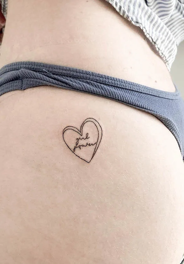 Girl power heart tattoo by @all.in.ink