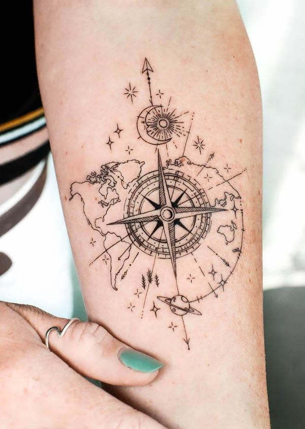 52 Beautiful Compass Tattoos with Meaning