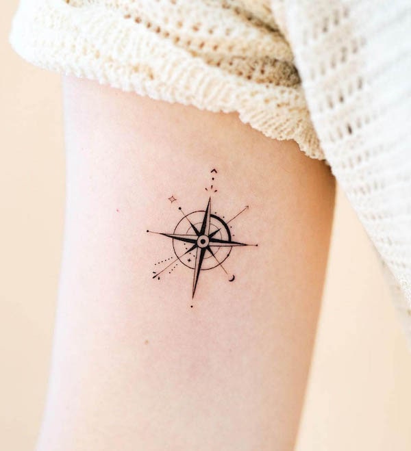 Buy Compass Rose and Arrow Tattoo Design and Stenciltemplate Online in  India  Etsy
