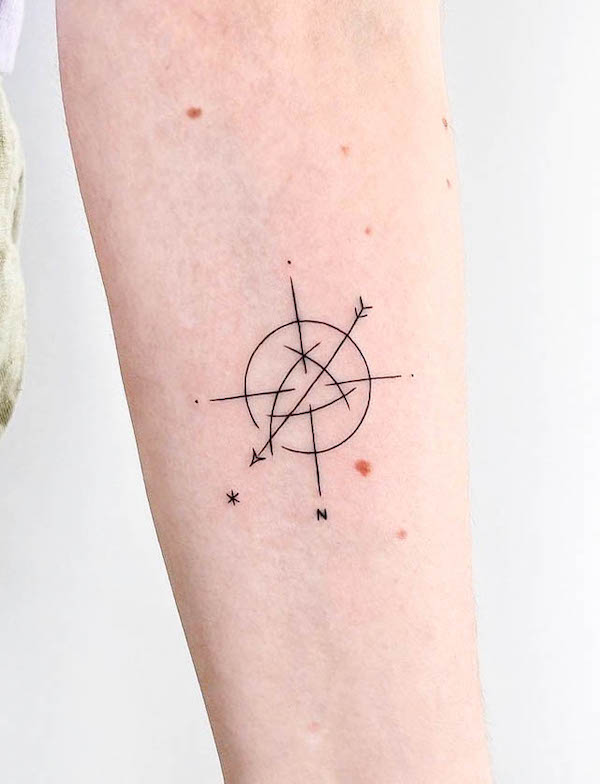 Compass Arrow Temporary Tattoo - Etsy Sweden
