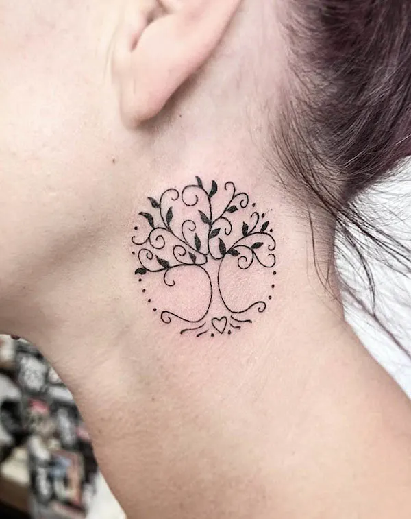 Tree of life neck tattoo