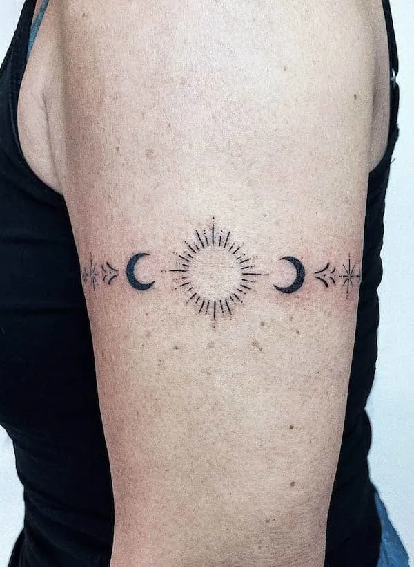 Sun and moon armband tattoo by @sharp_pokes