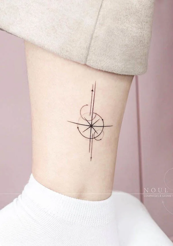 compass rose tattoo ankle