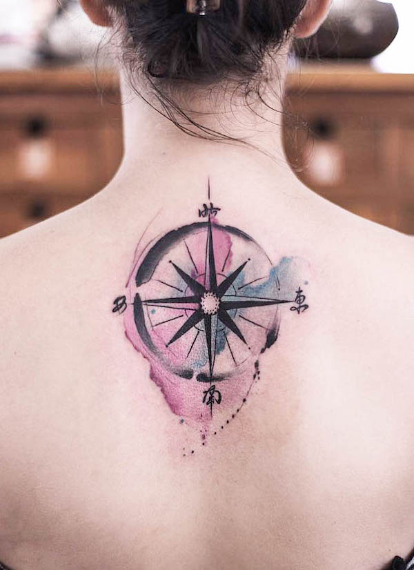 Premium Vector  Compass tattoo design