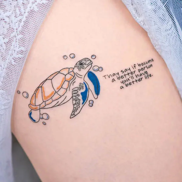 Sea turtle quote tattoo by @yoy__tattoo