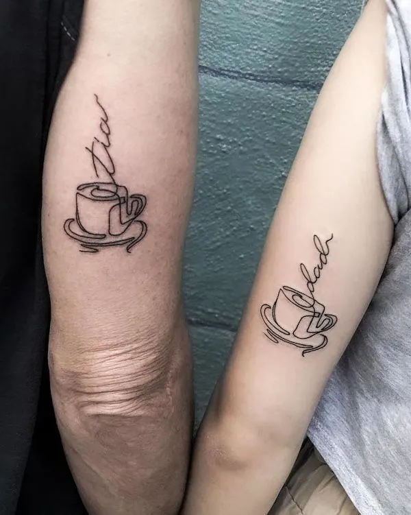 Carousel Tattoo  Barbershop   twloube  Matching coffee bean buddy  tattoos for ilovedisney and winger49 who both have worked for the Bucks  slinging them sugary sweet caffeinated beverages Had a