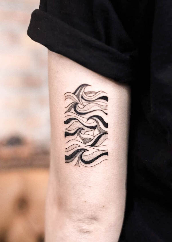 Abstract waves by tattooist Chenjie  Tattoogridnet