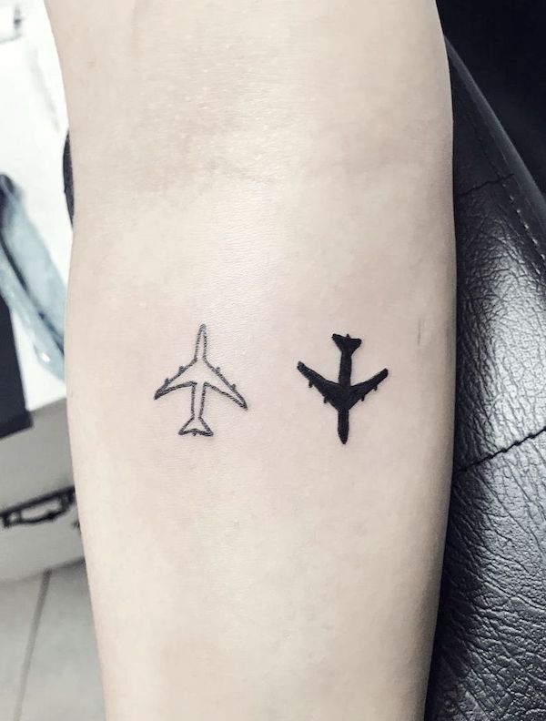 Tiny airplane tattoo on the forearm  Tattoogridnet