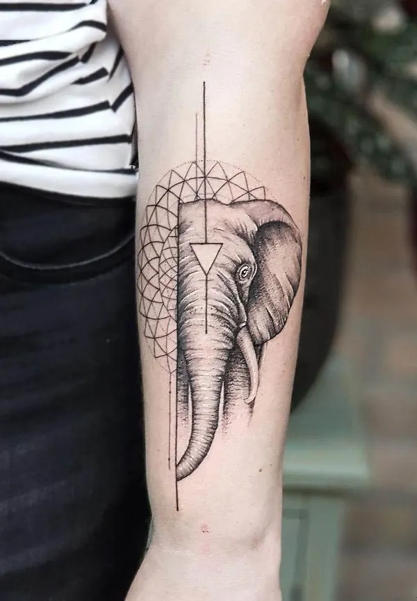Elephant mandala arm tattoo by @larslunsing