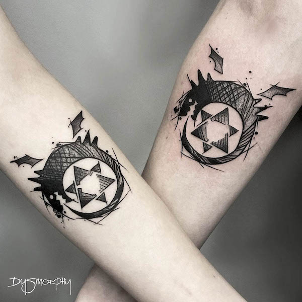 FMA ouroboros couple tattoos by @dysmorphy