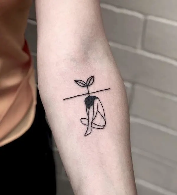 Self growth  Single Needle Flower Head Woman Tattoo