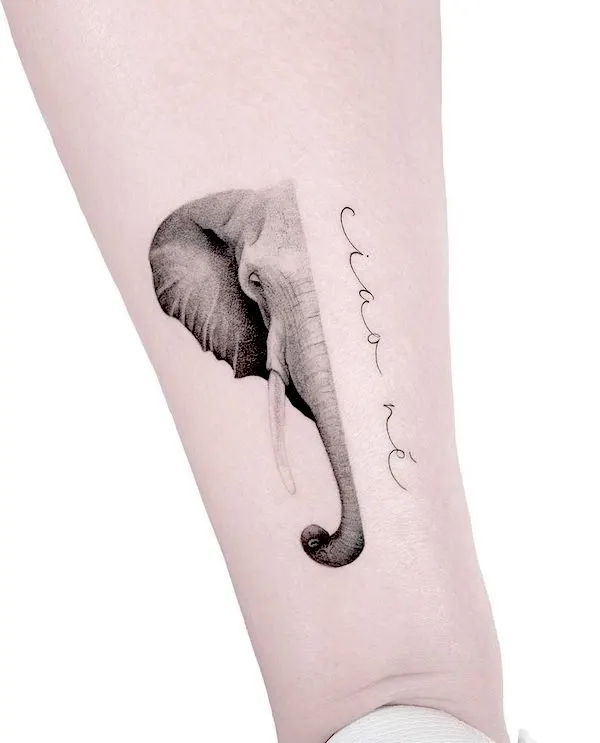 Half elephant tattoo by @sofia_finar