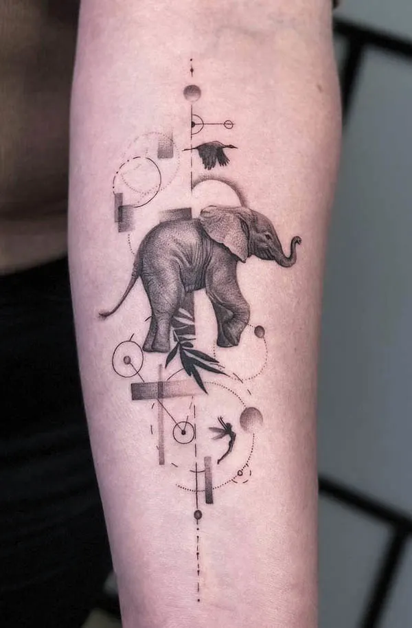 Intricate elephant tattoo by @widu.tattoo