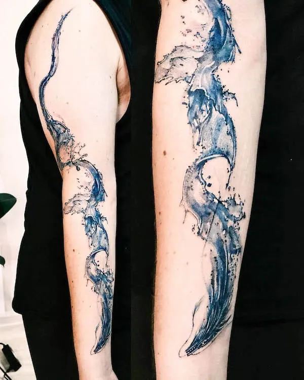 Matching water full sleeve tattoos by 