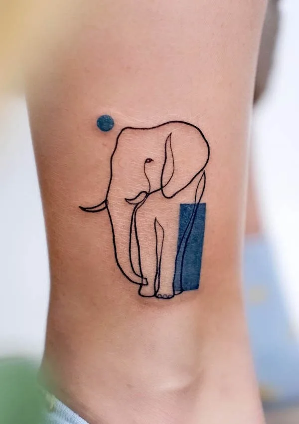 Minimalist elephant tattoo by @tszching.tattoo