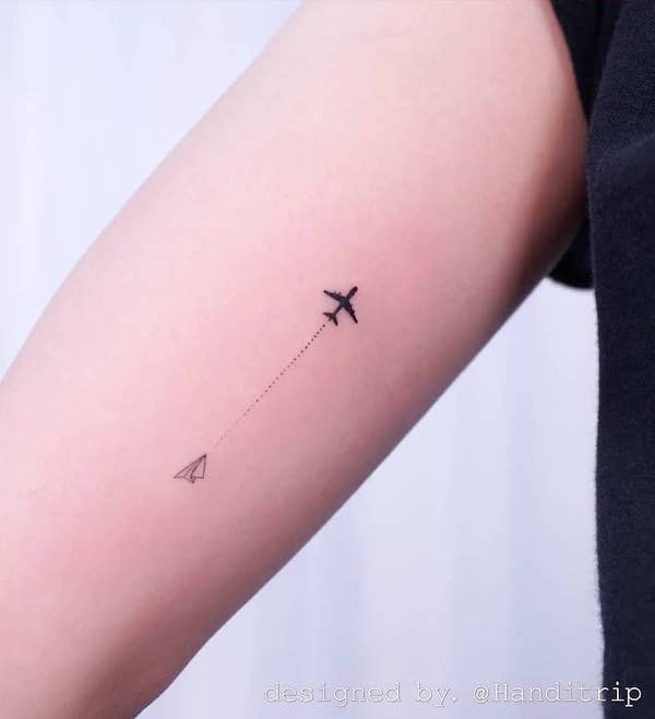 Paper Plane Tattoo  InkStyleMag  Plane tattoo Paper plane tattoo Tattoos